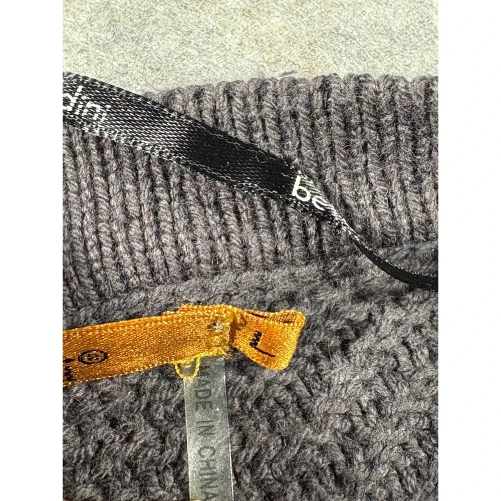 Belldini‎ Women's Textured Knit Cardigan Gray Long Sleeve Open Front